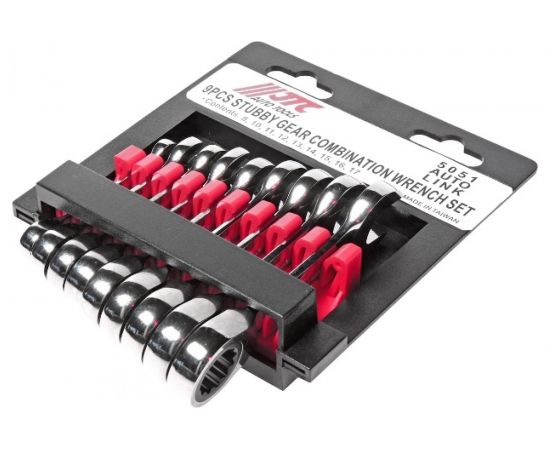 Набор комбинированных трещоточных коротких ключей 8-17мм 9шт JTC-5051 