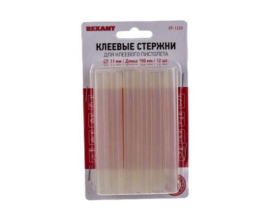 Клеевые стержни d=11,3 мм, L=100 мм, прозрачные, 12 шт., блистер Rexant 09-1220 