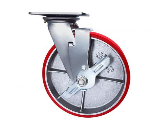 Колесо большегрузное полиуретановое поворотное с тормозом Longway SCPB42 