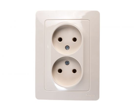 2-местная розетка Schneider Electric скрытой проводки Blanca 16А IP20 250В без заземления без защитных шторок бежевый BLNRS000027 