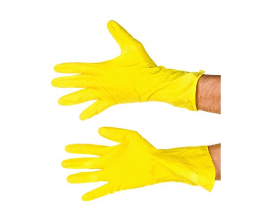 Латексные хозяйственные перчатки ЛЮБАША Эконом с х/б напылением рифленая ладонь размер L 