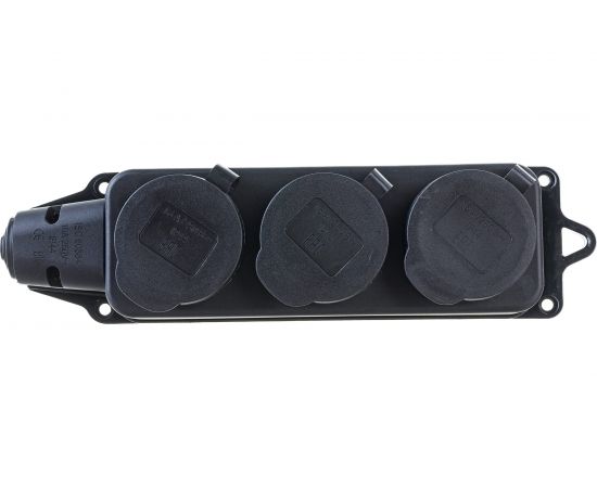 Розетка TDM трехместная с заглушками каучук 2Р+РЕ 16А 250В IP44 серии "Народная" SQ0612-0038 – изображение 2