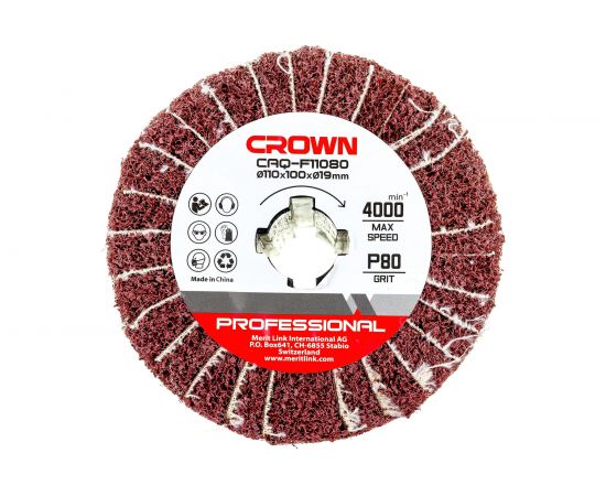 Щетка абразивная 110х100х19 мм, Р80 CROWN CAQ-F11080 – изображение 2