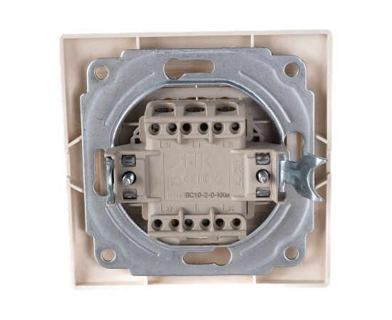 2клавишный выключатель IEK КВАРТА в сборе, кремовый EVK20-K33-10-DM – изображение 2