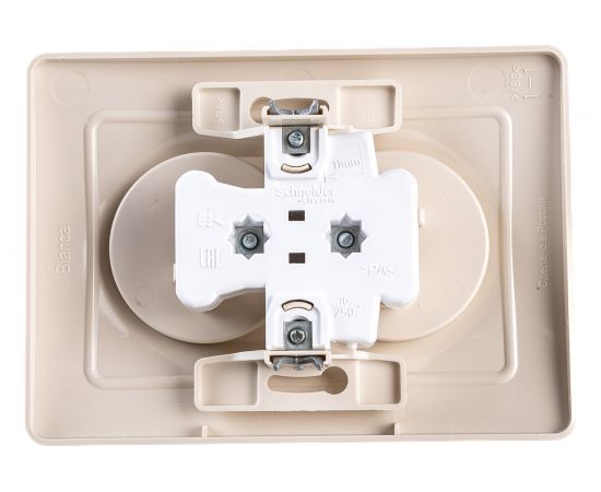 2-местная розетка Schneider Electric скрытой проводки Blanca 16А IP20 250В без заземления без защитных шторок бежевый BLNRS000027 – изображение 2
