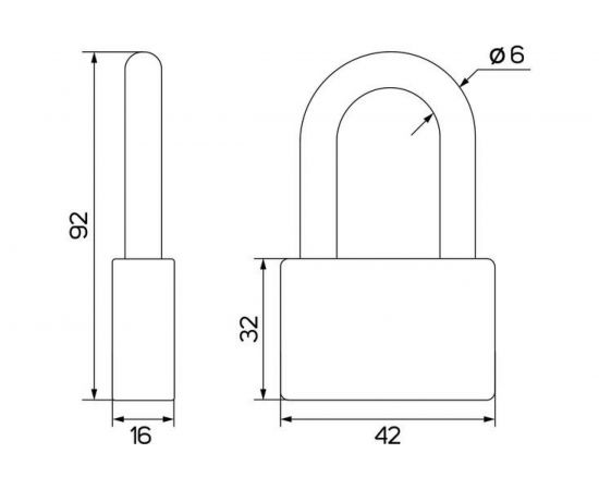 Навесной замок Сималенд тип 6 6x42 мм, длинная дужка 622392 – изображение 2