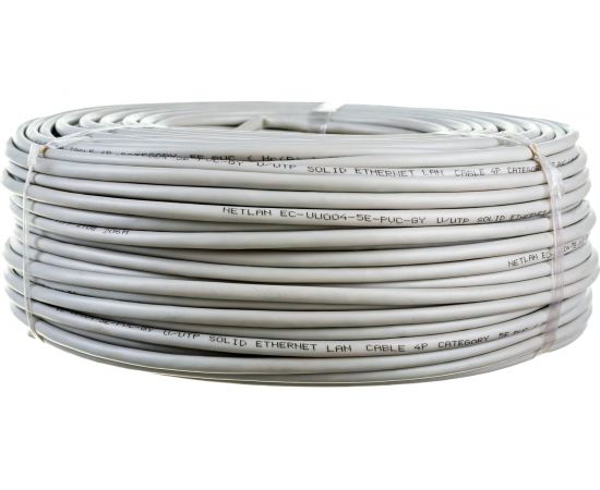 Кабель NETLAN U/UTP 4 пары, категория 5e, внутренний, PVC, серый, 100м EC-UU004-5E-PVC-GY-1 – изображение 3