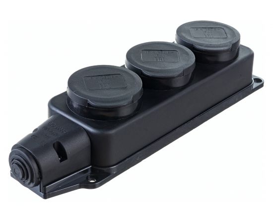 Розетка TDM трехместная с заглушками каучук 2Р+РЕ 16А 250В IP44 серии "Народная" SQ0612-0038 – изображение 4