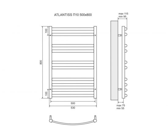 Водяной полотенцесушитель Lemark Atlantiss 500x800 LM32810R – изображение 5