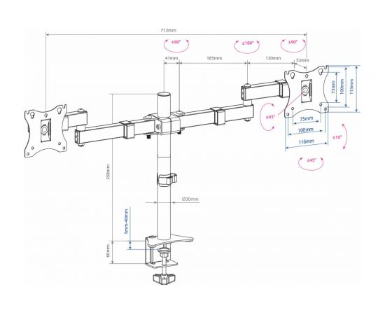 Кронштейн для мониторов LCD Arm media T04 black 10222 – изображение 6
