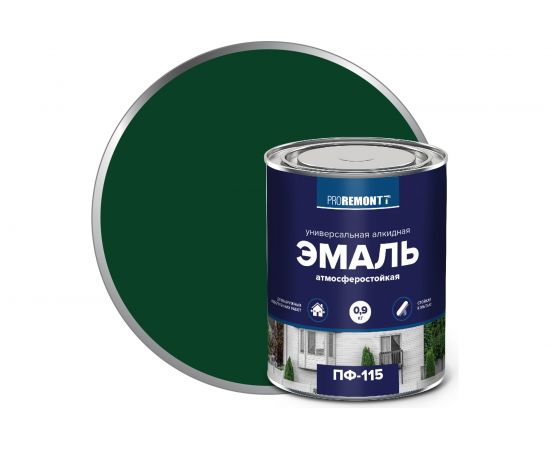 Эмаль PROREMONTT ПФ-115 зеленая, 0.9 кг Лк-00004464 