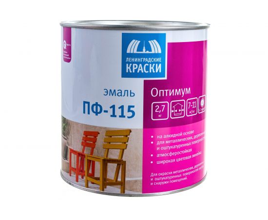 Эмаль ЛЕНИНГРАДСКИЕ КРАСКИ Оптимум ПФ-115 (черная; 2.7 кг) 46918 