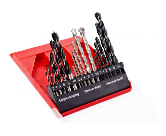 Набор сверл по металлу/бетону/дереву (3-4-5-6-8-10 мм, 18 шт.) REDVERG 6627080 