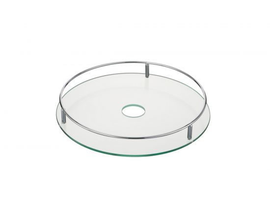 Стеклянная полка Lemax диаметр 350 мм, длина 380 мм, ширина 380 мм, высота 70 мм, хром STS350 