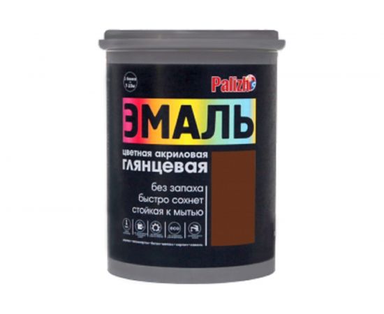 Акриловая эмаль PALIZH глянцевая 602 темно-коричневая 1кг 1/6 11605610 