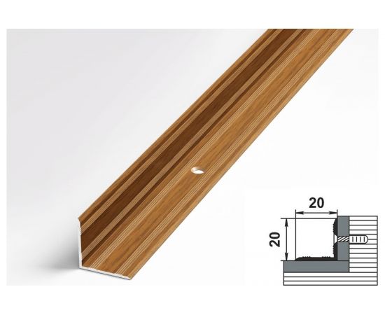 Порог угловой внутренний алюминиевый (20х20 мм; 0.9 м; декоративный; орех) Лука 00000001752 – изображение 2
