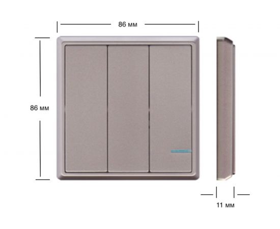 Беспроводной выключатель GRITT Practic 3 клавиши, розовое золото, комплект 1 выключатель, 3 радиореле, 220В 11107 – изображение 2