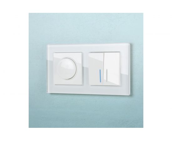 Выключатель WERKEL W1122101 двухклавишный проходной с подсветкой белый a051112 – изображение 2