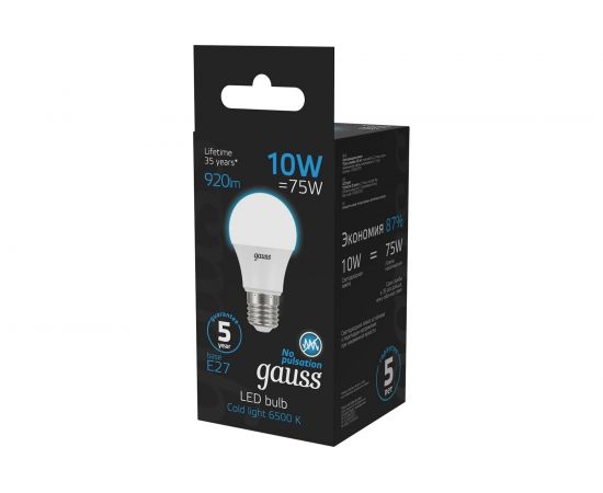 Лампа Gauss A60 10W 920lm 6500K E27 LED 102502310 – изображение 3