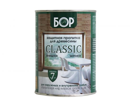 Защитная пропитка для древесины Бор CLASSIC бесцветная, банка 0,7 кг 4690417078622 – изображение 4