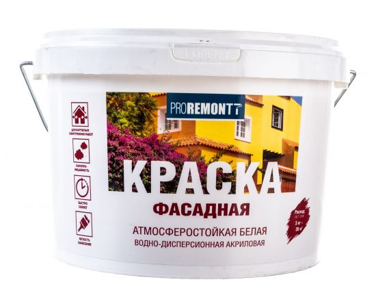 Фасадная краска PROREMONTT белая, 3 кг ЛС Лк-00006389 – изображение 5