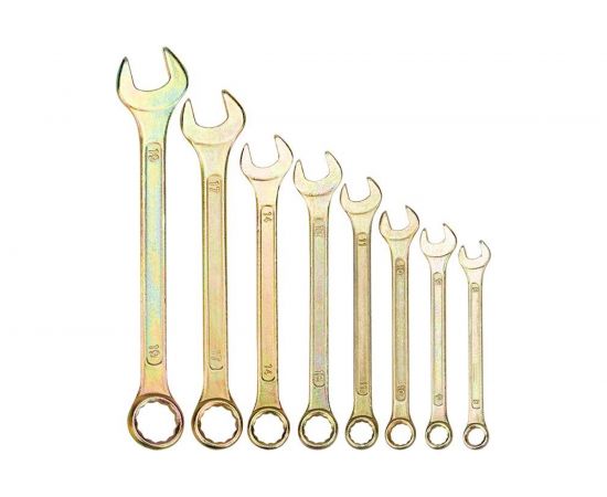 Набор комбинированных ключей REXANT 8-19 мм, 8 шт желтый цинк 12-5842-2 