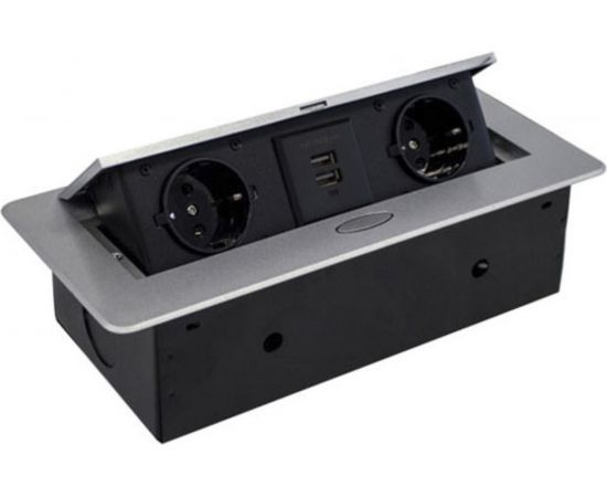 Горизонтальная выдвижная Розетка ROCKETSOCKET 2EU+2USB Серая OvalC AM-G2EU-2U-15 