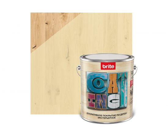 Декоративное покрытие по дереву BRITE FLEXX экстерьерное беленый дуб, ведро 2,7 кг 212454 