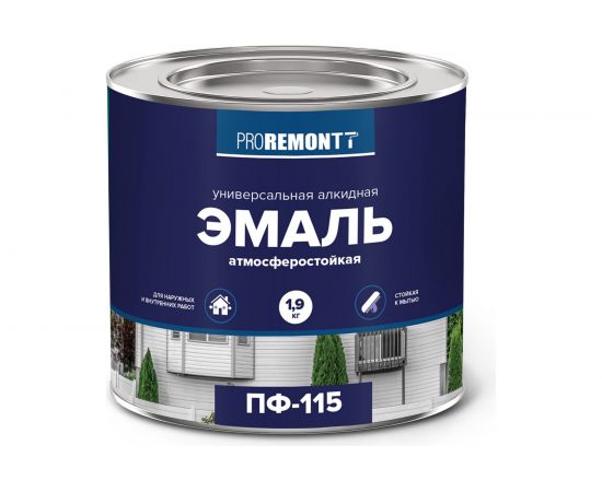 Эмаль PROREMONTT ПФ-115 белая, матовая, 1.9 кг Лк-00009797 