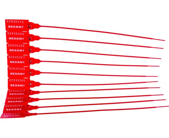 Номерная пломба для опечатывания REXANT пластиковая 220 мм красная 50 шт 07-6111 