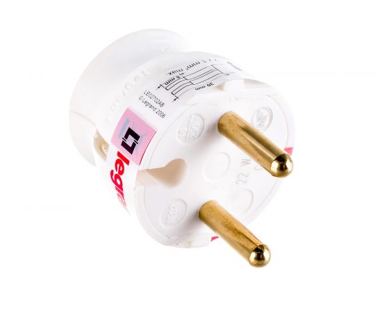 Вилка Legrand 2К 16А белая 50183 