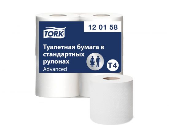Туалетная бумага Tork Advanced в стандартных рулонах, Т4, 184 листа, 4 рулона 120158 21158 