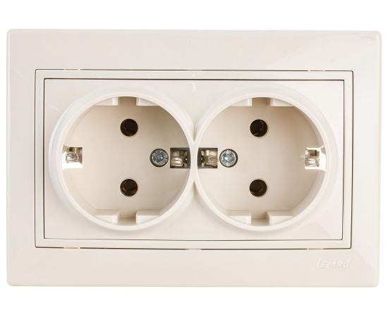 Двойная розетка Lezard MIRA с заземлением, бакалит, кремовый, со вставкой 701-0303-127B 