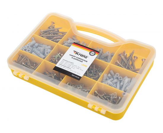 Набор саморезов и дюбелей kranz 590 шт. KR-01-3101-03 – изображение 2