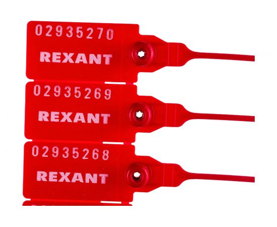 Номерная пломба для опечатывания REXANT пластиковая 220 мм красная 50 шт 07-6111 – изображение 2