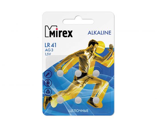 Батарея Mirex, щелочная AG3 / LR41 1,5V 6 шт ecopack 23702-LR41-E6 – изображение 2