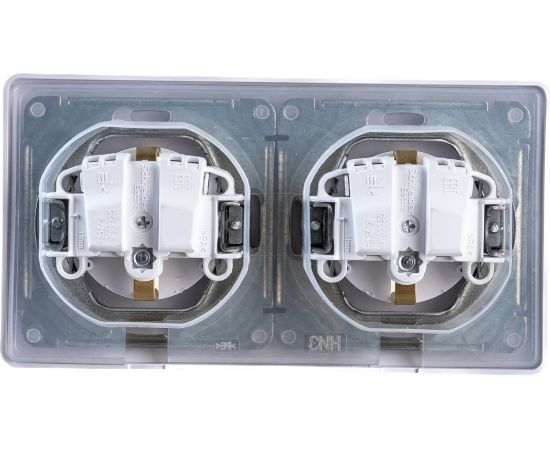 2-местная розетка Schneider Electric скрытой проводки Glossa 16А IP44 с заземлением защитные шторки в сборе белый GSL000147 – изображение 3