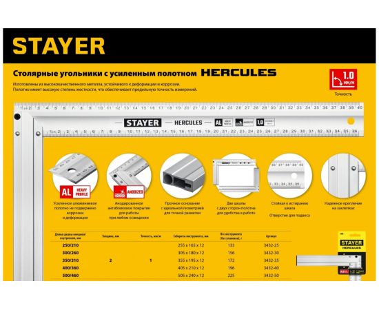 Жесткий столярный угольник STAYER Hercules 300 мм 3432-30 – изображение 7