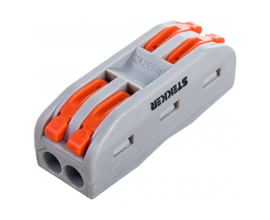 Строительно-монтажная клемма STEKKER 2 контактные группы, 1 ввод, 1вывод на полюс LD222-422, 40шт, 39035 