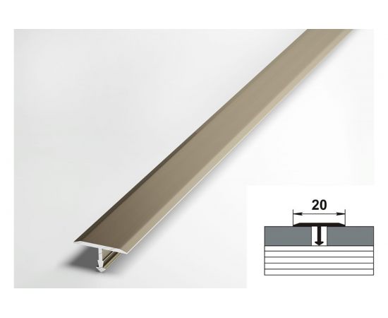 Порог одноуровневый алюминиевый Лука 20 мм, 2,7 м, анодированный, Шампань УТ000038619 