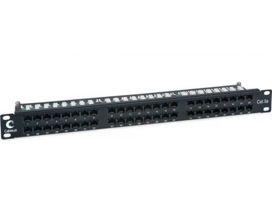 Патч-панель Cabeus высокой плотности, 1U, 48 портов RJ-45, категория 5e, PLHD-48-Cat.5e-Dual 