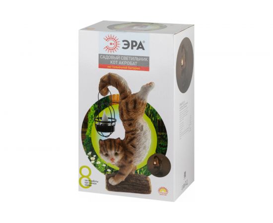Садовый светильник ЭРА ERASF22-01Кот Акробат, на солнечной батарее, полистоун, 37 см, Б0053352 – изображение 2