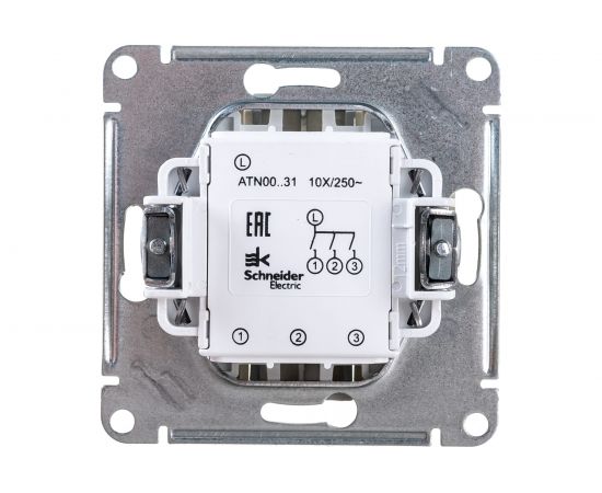 3-клавишный механизм выключателя Schneider Electric ATLAS DESIGN сх.1+1+1 10АХ алюминий ATN000331 – изображение 2