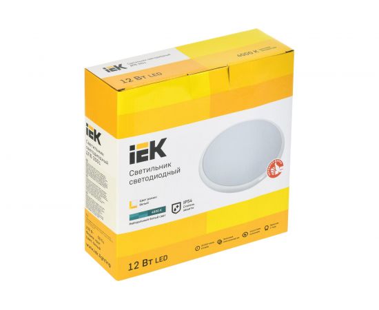 Светильник IEK LED ДПБ 3001 12Вт, IP54, 4000K, круг, белый LDPB0-3001-12-4000-K01 – изображение 2