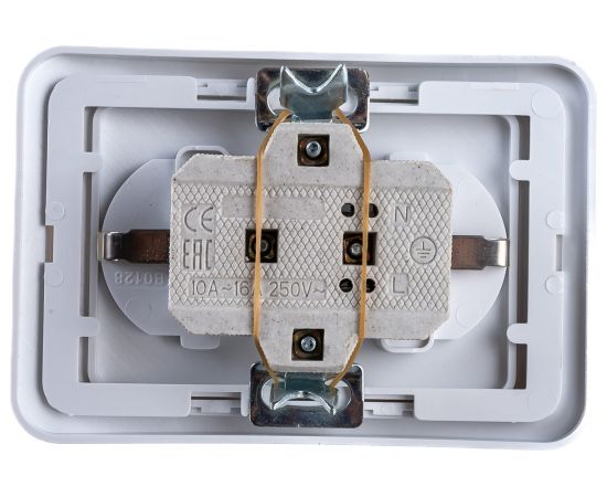 Двойная розетка ECON Мимоза с заземлением 16А, 250В белая 2109 – изображение 2