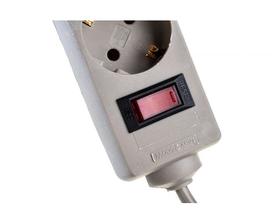 Удлинитель ExeGate EC-5-5G 5 евро с заземлением, 5м, защита от перегрева, выключатель с подсветкой, серый 285800 – изображение 3