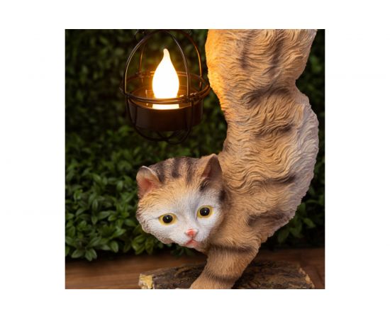 Садовый светильник ЭРА ERASF22-01Кот Акробат, на солнечной батарее, полистоун, 37 см, Б0053352 – изображение 4