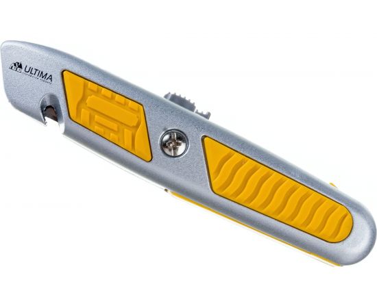 Нож Ultima 18 мм, трапециевидное лезвие, металлический обрезиненный корпус 119032 