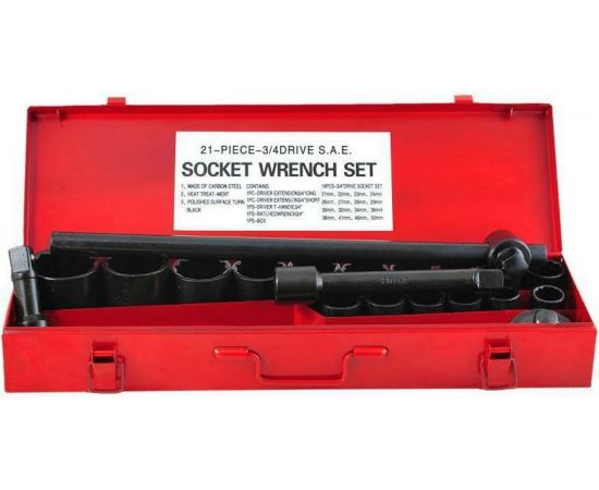 Набор торцевых головок SITOMO N6 21-50 мм, 3/4"", 21 шт, кейс металл 120193 