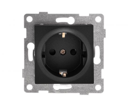 Механизм розетки GUSI ELECTRIC Ugra 1-ой с/з с з/ш, скрытая установка, 16А, 250В, графит С11Р4-010 